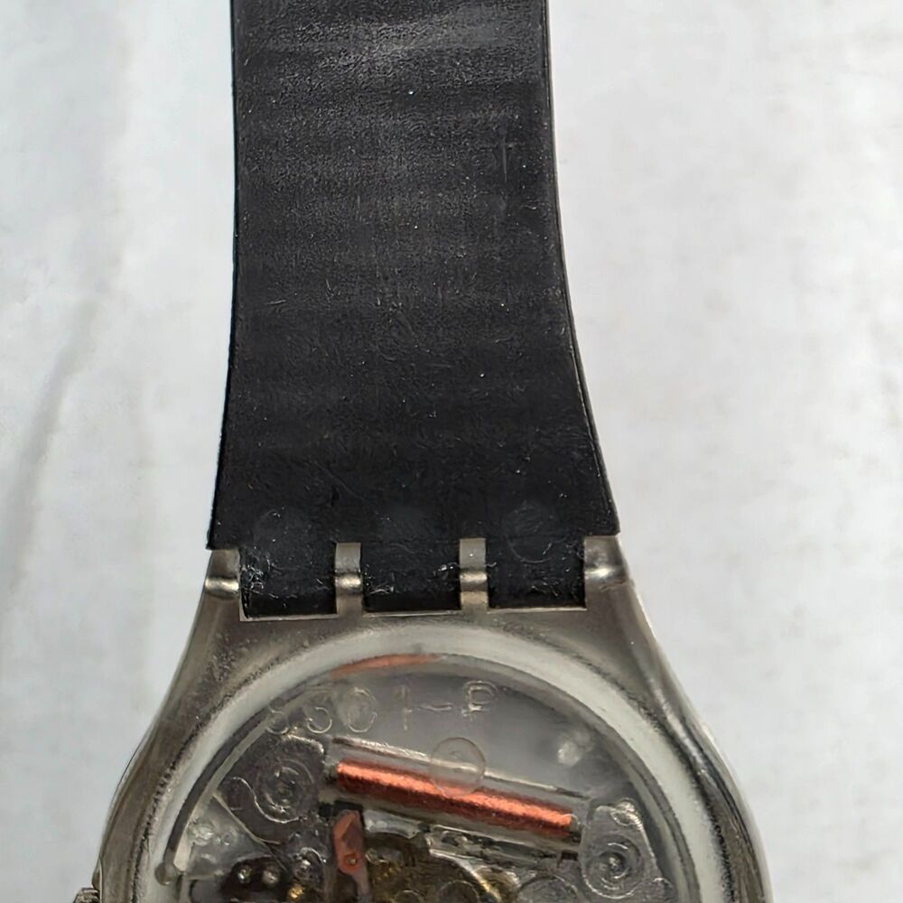 Swatch GX100 Heartstone Vintage 1988 Unisex Watch 34mm Gray Dot Dial Black Band - Picture 10 of 14